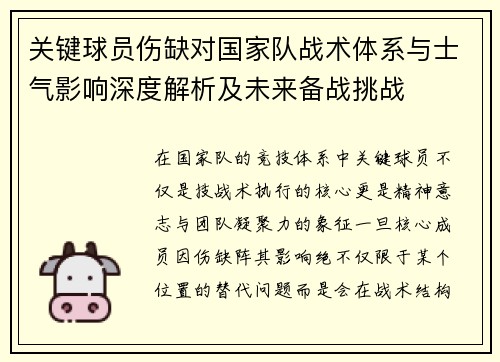 关键球员伤缺对国家队战术体系与士气影响深度解析及未来备战挑战
